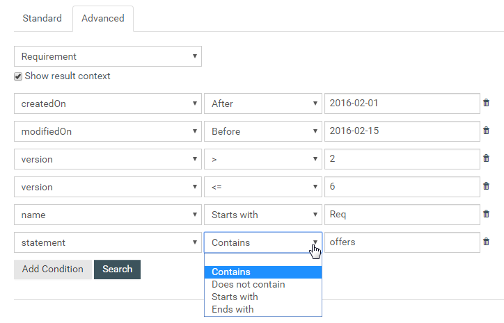 Advanced search in TOGAF repository